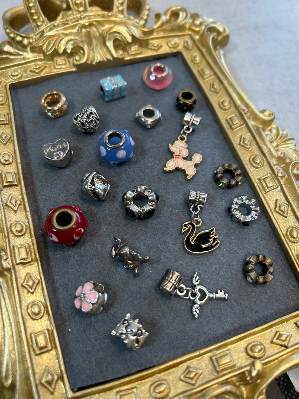 Craft! Mixed Charm Bead Bundle in Blue, Red, Pink and Silver